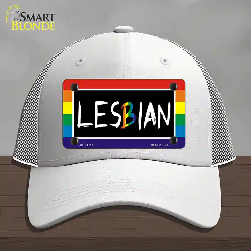 Lesbian Novelty License Plate Hat Mesh / White