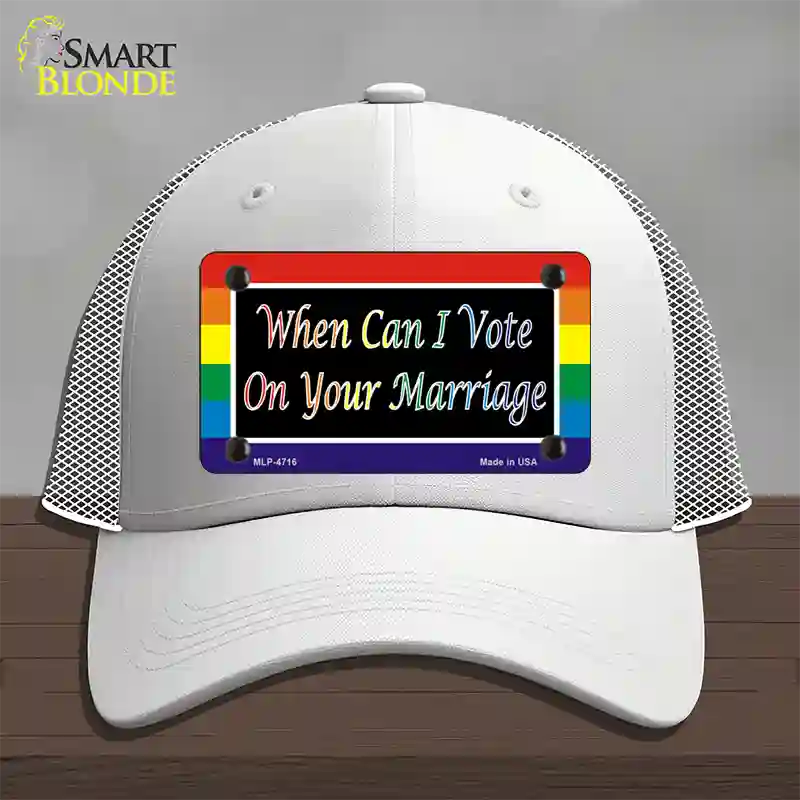 When Can I Vote Novelty License Plate Hat Mesh / White