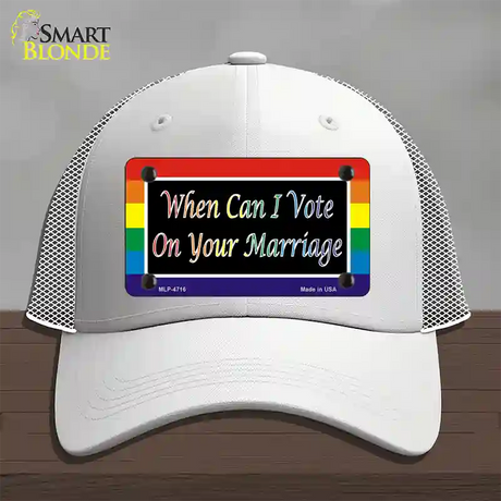 When Can I Vote Novelty License Plate Hat Mesh / White