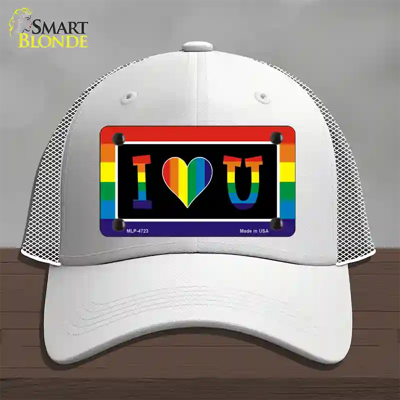 I Love U Novelty License Plate Hat Mesh / White