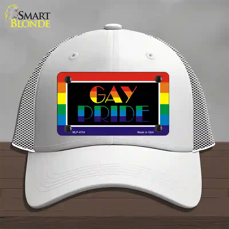 Gay Pride Novelty License Plate Hat Mesh / White