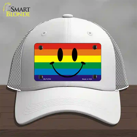 Smiley Face Novelty License Plate Hat Mesh / White