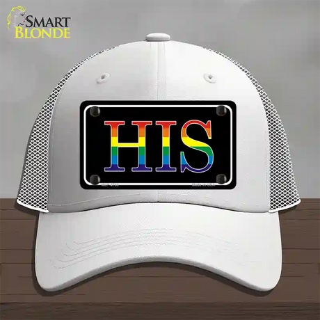 His Rainbow Novelty License Plate Hat Mesh / White