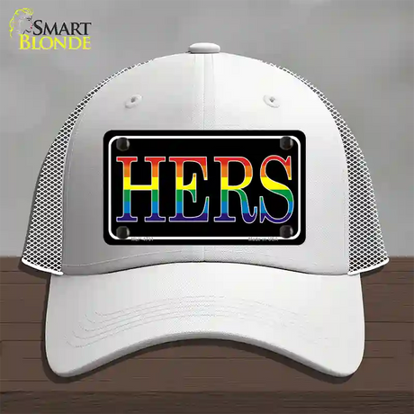 Hers Rainbow Novelty License Plate Hat Mesh / White