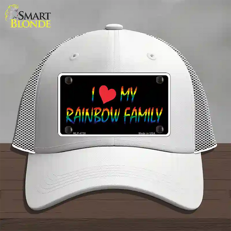 I Love My Rainbow Family Novelty License Plate Hat Mesh / White