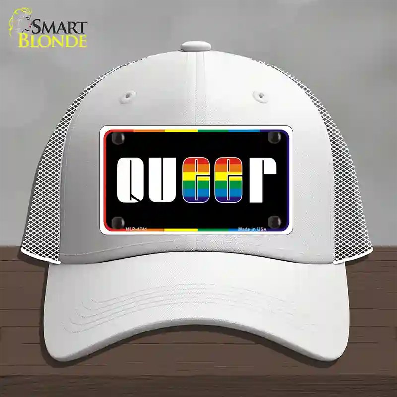 Queer Novelty License Plate Hat Mesh / White