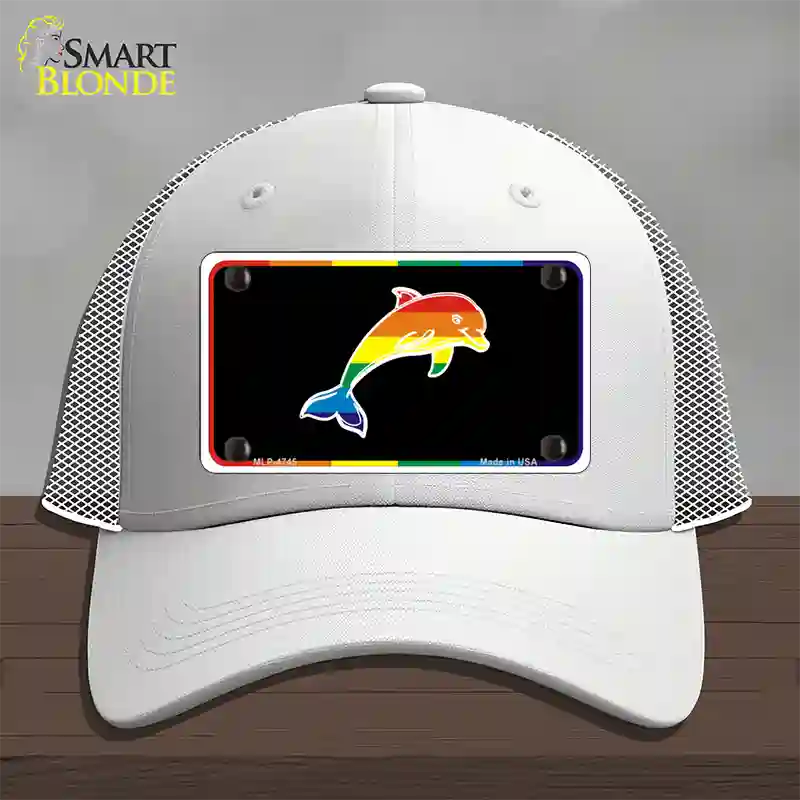 Dolphin Novelty License Plate Hat Mesh / White