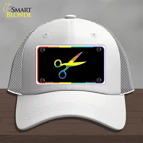 Scissors Novelty License Plate Hat Mesh / White