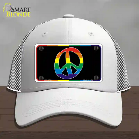 Peace Sign Novelty License Plate Hat Mesh / White