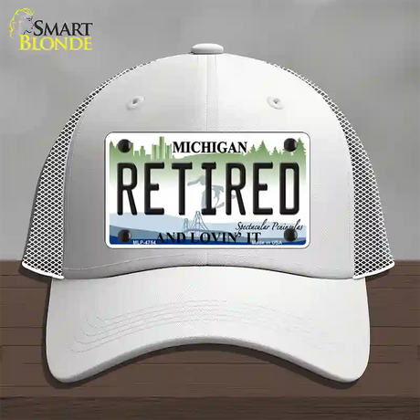 Retired Michigan State Novelty License Plate Hat Mesh / White