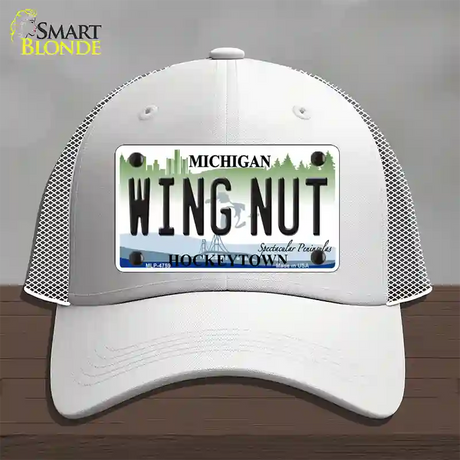 Wing Nut Michigan State Novelty License Plate Hat Mesh / White