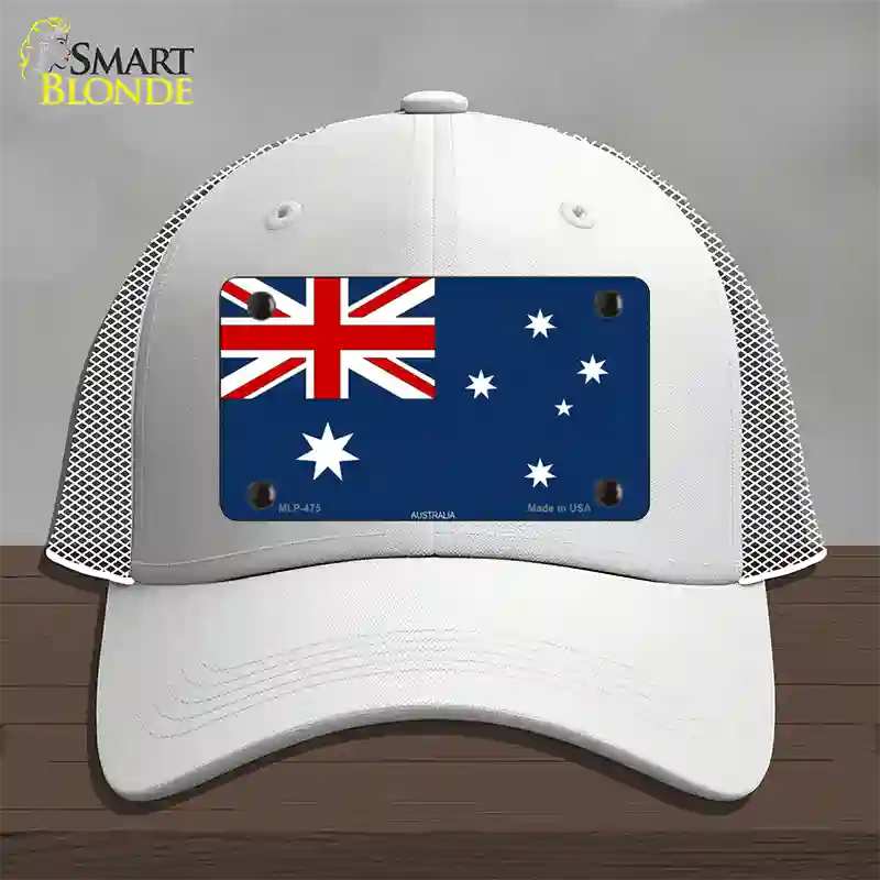 Australia Flag Novelty License Plate Hat Mesh / White