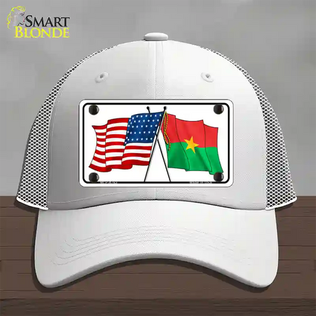 United States Burkina Faso Crossed Flags Novelty License Plate Hat Sign Mesh / White