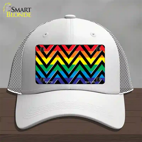 Rainbow Black Chevron Novelty License Plate Hat Mesh / White