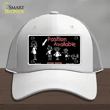 Position Available Male Novelty License Plate Hat Mesh / White