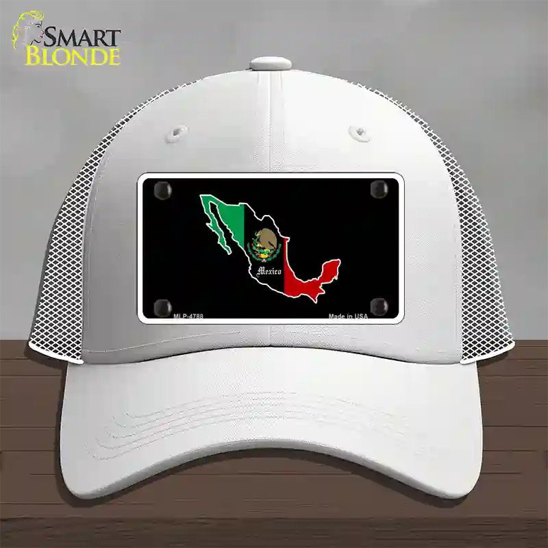 Mexico Outline Novelty License Plate Hat Mesh / White