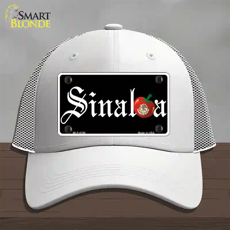 Sinaloa Black Novelty License Plate Hat Mesh / White