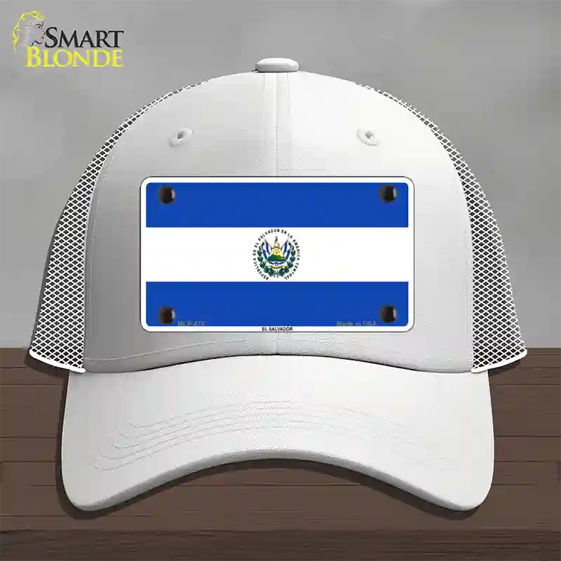 El Salvador Flag Novelty License Plate Hat Mesh / White