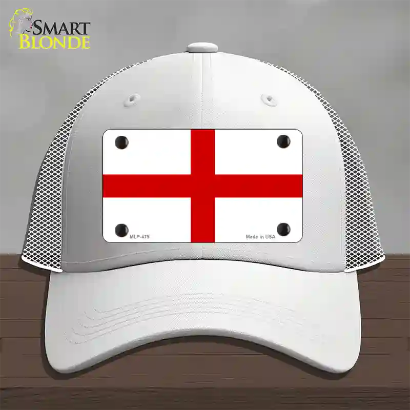 England Flag Novelty License Plate Hat Mesh / White