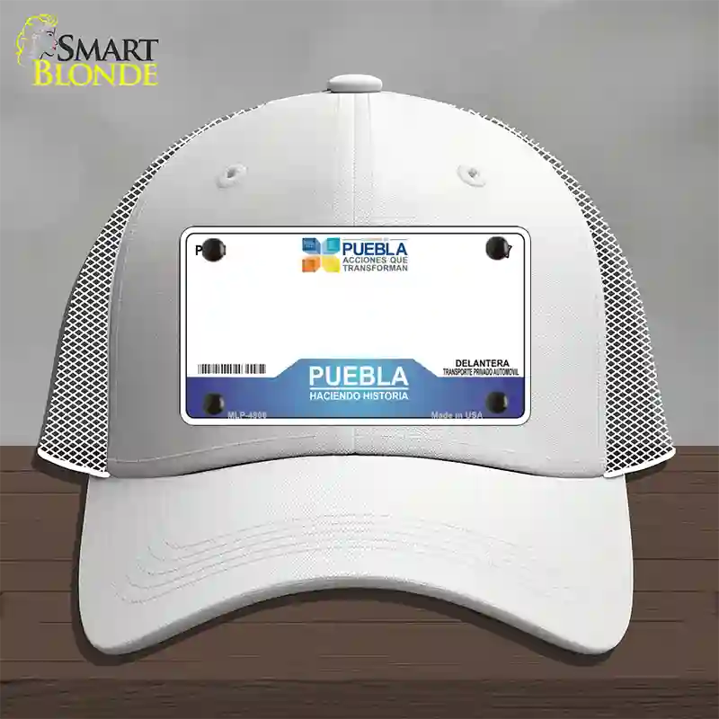 Puebla Mexico Novelty License Plate Hat Mesh / White