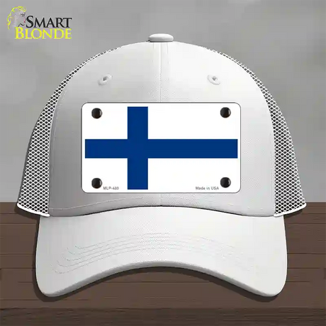 Finland Flag Novelty License Plate Hat Mesh / White