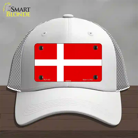 Denmark Flag Novelty License Plate Hat Mesh / White