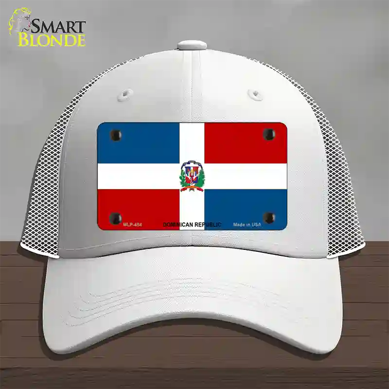 Dominican Republic Flag Novelty License Plate Hat Mesh / White