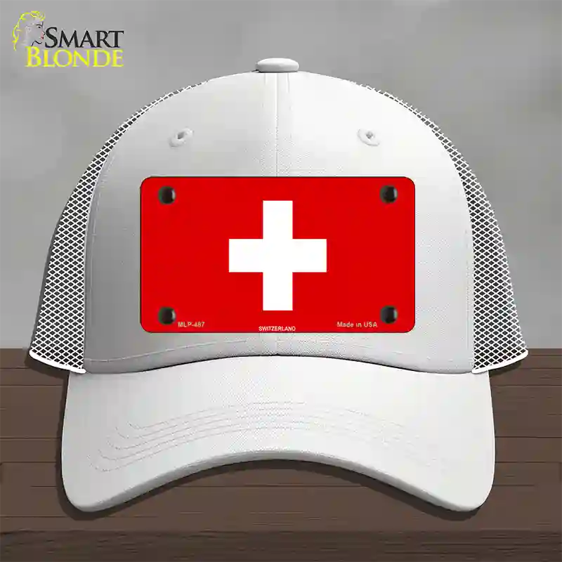 Switzerland Flag Novelty License Plate Hat Mesh / White