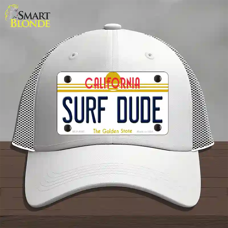 Surf Dude California Novelty License Plate Hat Mesh / White