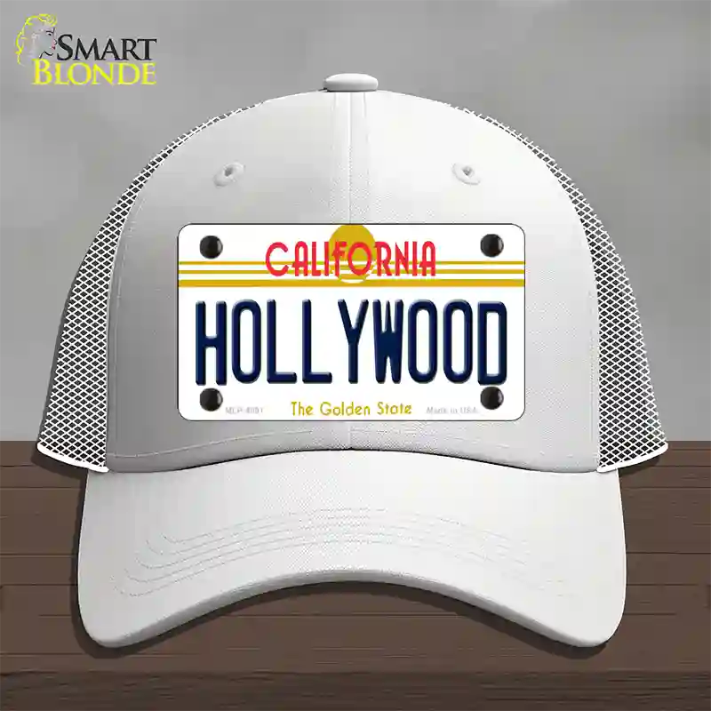 Hollywood California Novelty License Plate Hat Mesh / White