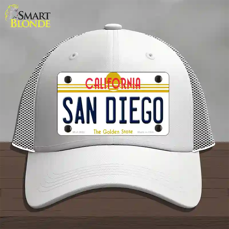 San Diego California Novelty License Plate Hat Mesh / White