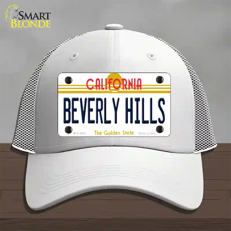 Beverly Hills California Novelty License Plate Hat Mesh / White