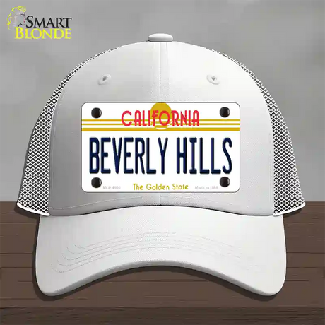 Beverly Hills California Novelty License Plate Hat Mesh / White