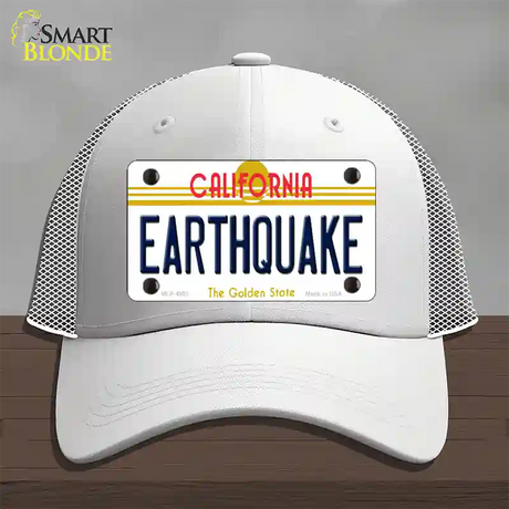 Earthquake California Novelty License Plate Hat Mesh / White