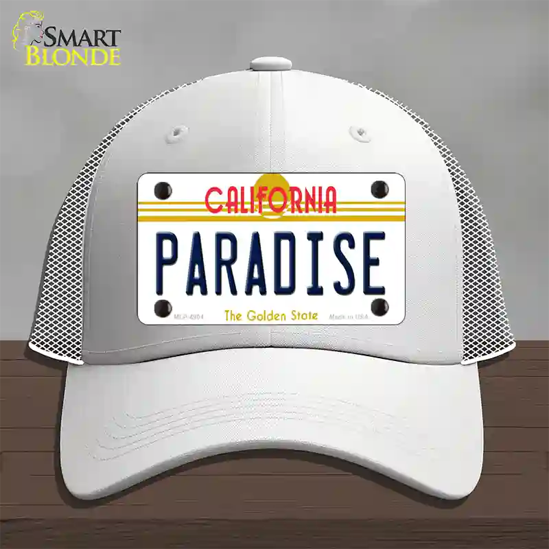 Paradise California Novelty License Plate Hat Mesh / White