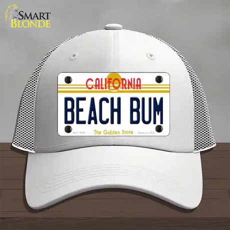 Beach Bum California Novelty License Plate Hat Mesh / White