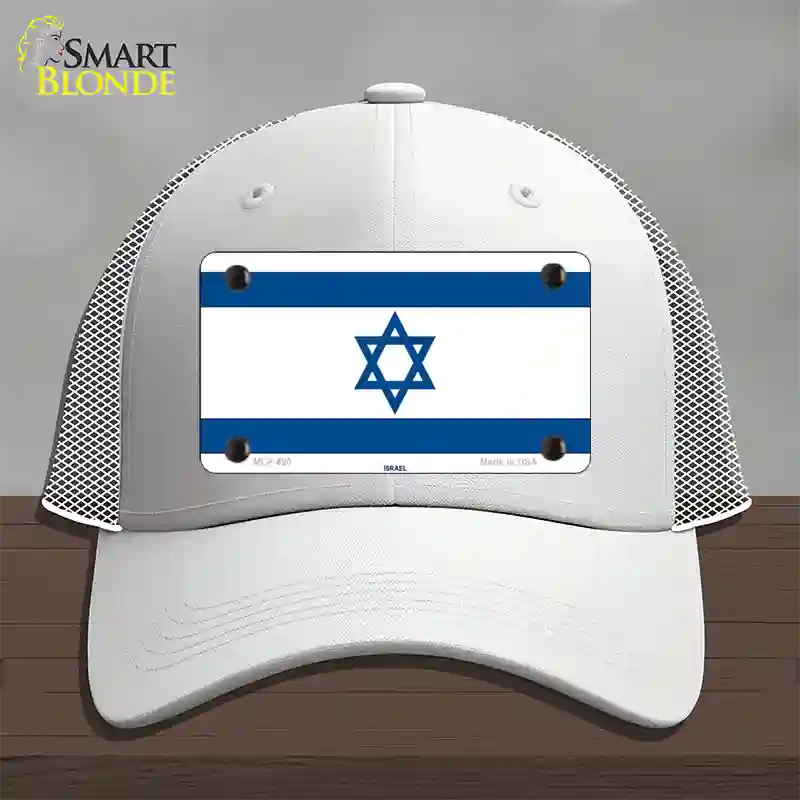 Israel Flag Novelty License Plate Hat Mesh / White