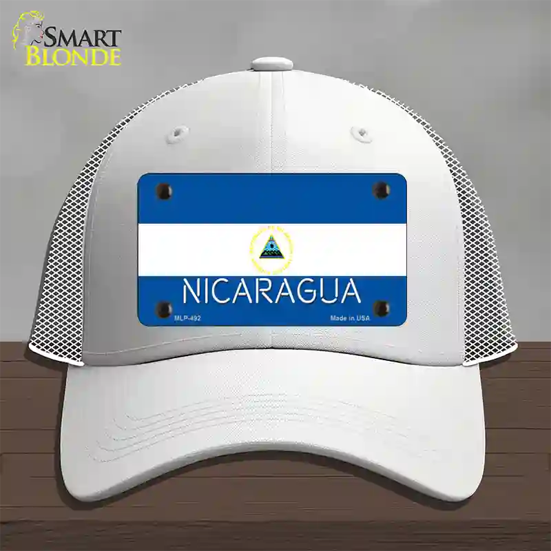 Nicaragua Flag Novelty License Plate Hat Mesh / White