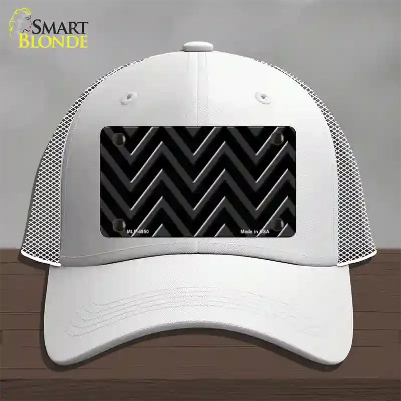 Black Light Black Large Chevron Novelty License Plate Hat Mesh / White