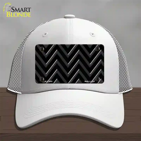 Black Light Black Large Chevron Novelty License Plate Hat Mesh / White