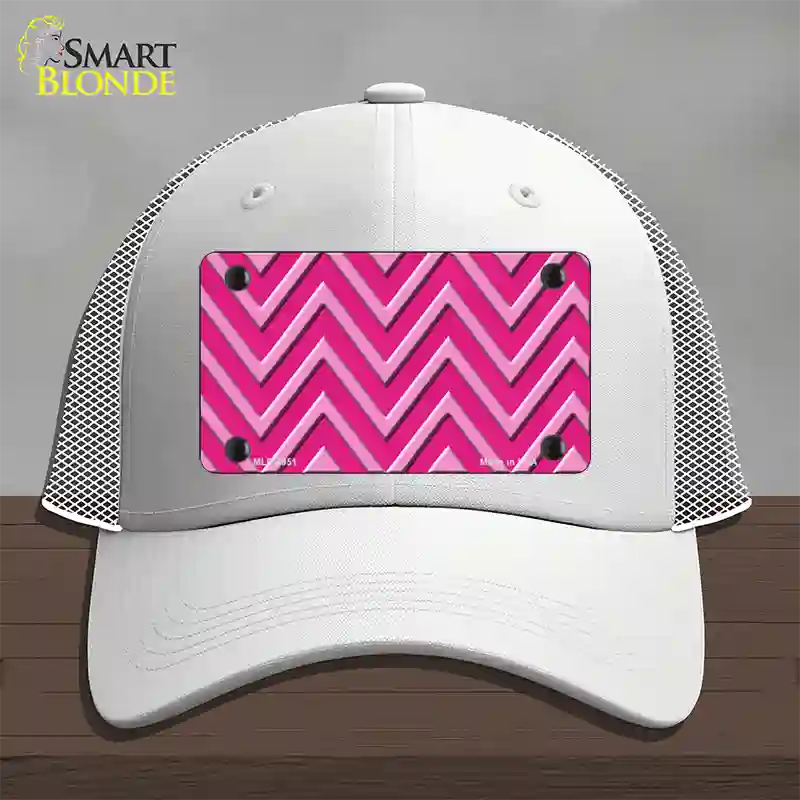 Pink Light Pink Large Chevron Novelty License Plate Hat Mesh / White