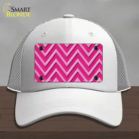 Pink Light Pink Large Chevron Novelty License Plate Hat Mesh / White