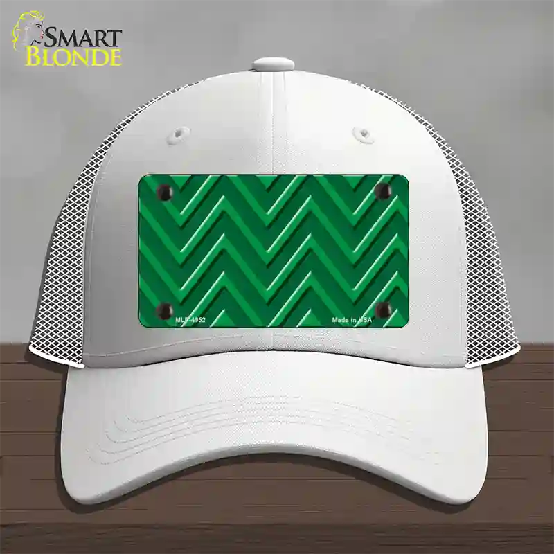 Green Light Green Large Chevron Novelty License Plate Hat Mesh / White