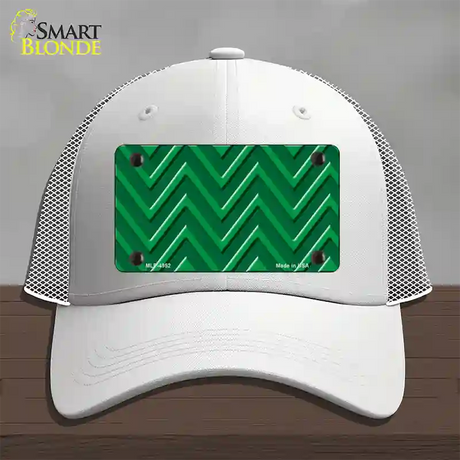 Green Light Green Large Chevron Novelty License Plate Hat Mesh / White