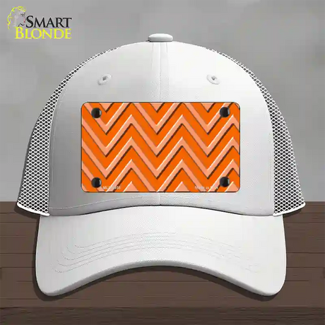 Orange Light Orange Large Chevron Novelty License Plate Hat Mesh / White