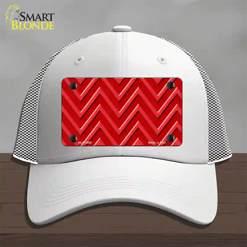 Red Light Red Large Chevron Novelty License Plate Hat Mesh / White