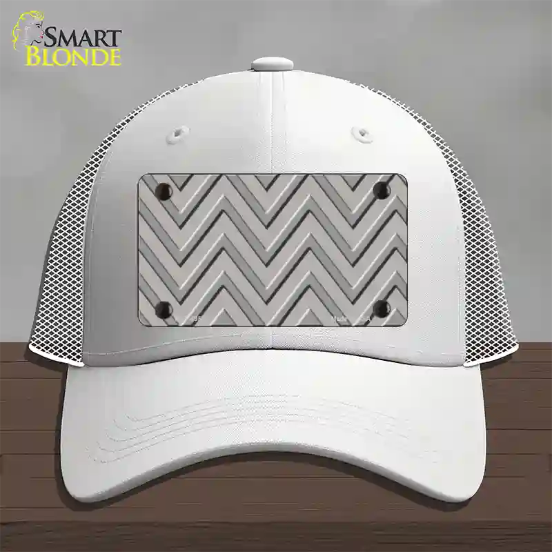 Grey Light Grey Large Chevron Novelty License Plate Hat Mesh / White