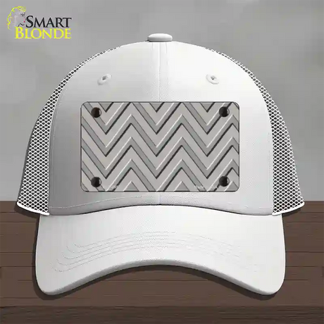 Grey Light Grey Large Chevron Novelty License Plate Hat Mesh / White