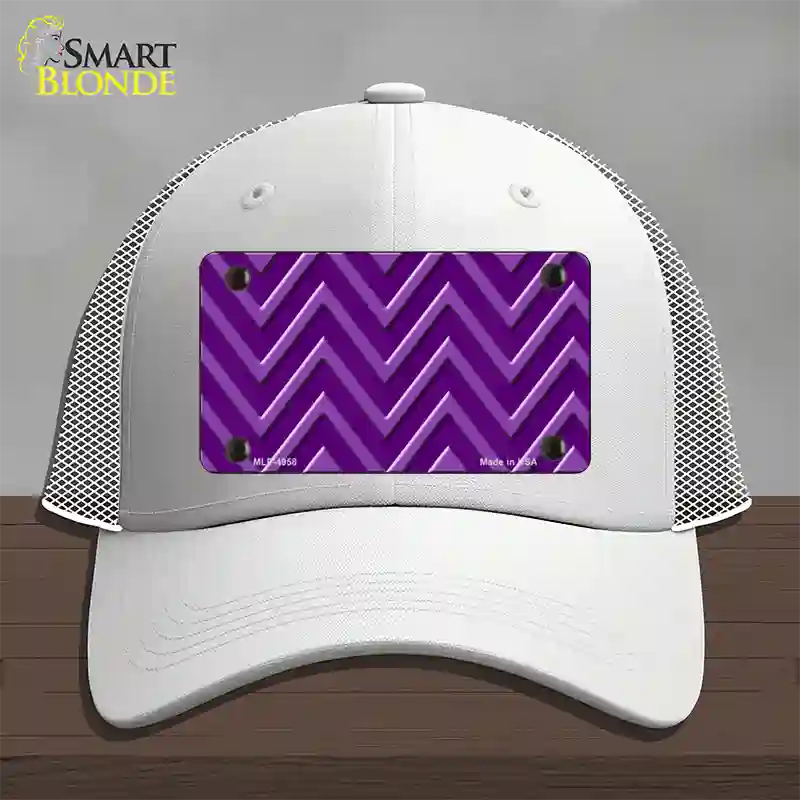 Purple Light Purple Large Chevron Novelty License Plate Hat Mesh / White