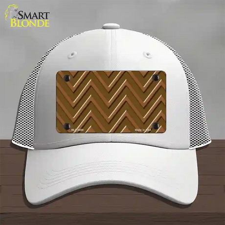 Brown Light Brown Large Chevron Novelty License Plate Hat Mesh / White